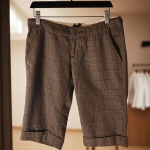 Fox Women’s Bermuda Shorts Brown Plaid Cuffed Size 5 – 11.5” Inseam